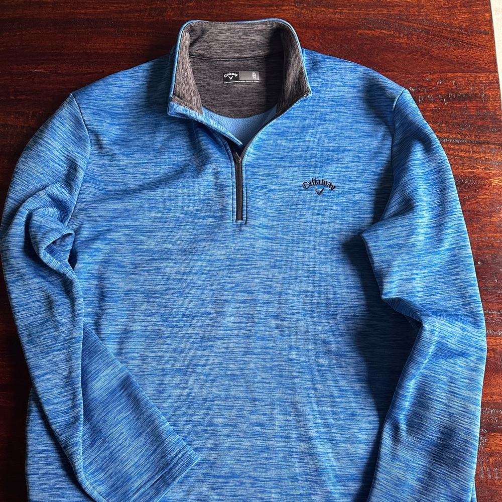 Men's Callaway Quarter Zip, Blue Pullover, Size XL